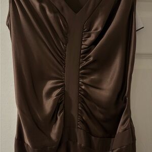 Elegant Brown 100% Silk Dress